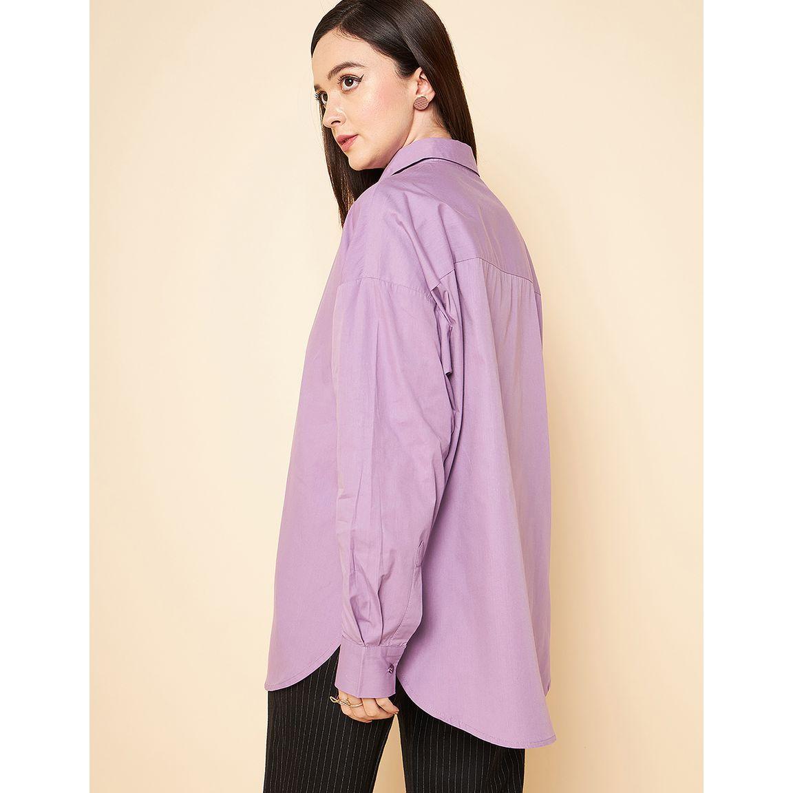 High Star Oversized Solid Button Front Shirt-women-clothing-shirtsandblouses-shirts-image-4