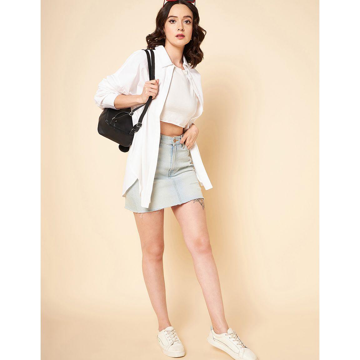 High Star Oversized Solid Button Front Shirt-women-clothing-shirtsandblouses-shirts-image-1