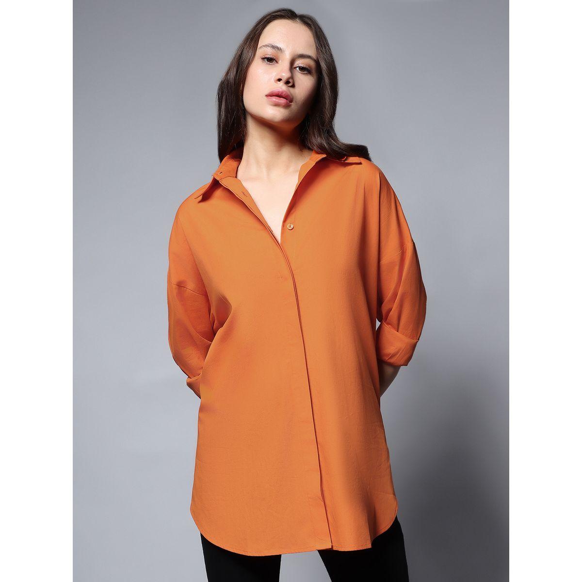 High Star X Styli Oversized Button Placket Drop Shoulder Shirt-women-clothing-shirtsandblouses-shirts-image-1