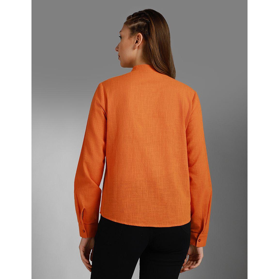 High Star Textured Mandarin Collar Pocket Detail Shirt-women-clothing-shirtsandblouses-shirts-image-3