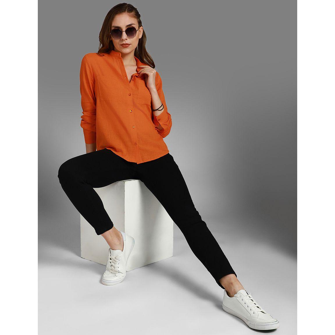 High Star Textured Mandarin Collar Pocket Detail Shirt-women-clothing-shirtsandblouses-shirts-image-5