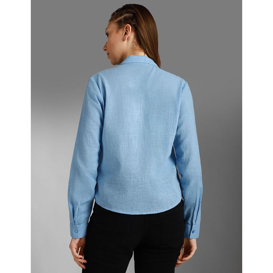 High Star Textured Cuban Collar Pocket Detail Shirt-women-clothing-shirtsandblouses-shirts-image-3