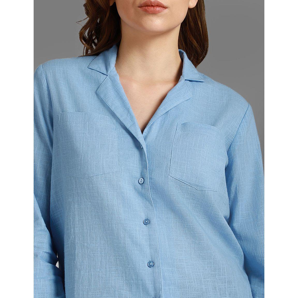 بلوزة بياقة كوبان وتفاصيل جيوب-women-clothing-shirtsandblouses-shirts-image-4
