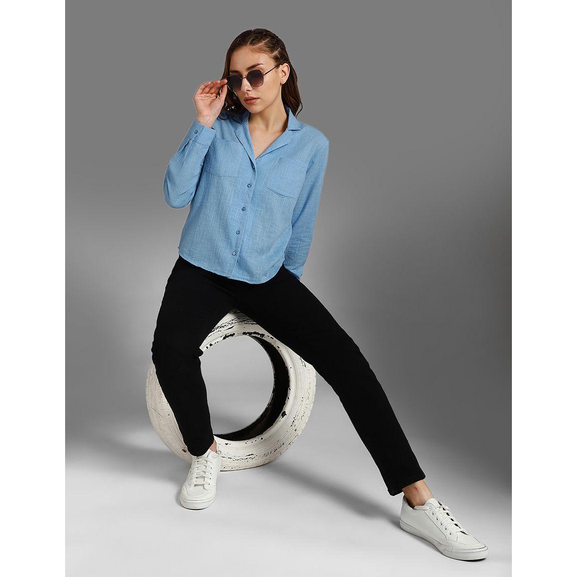 بلوزة بياقة كوبان وتفاصيل جيوب-women-clothing-shirtsandblouses-shirts-image-5