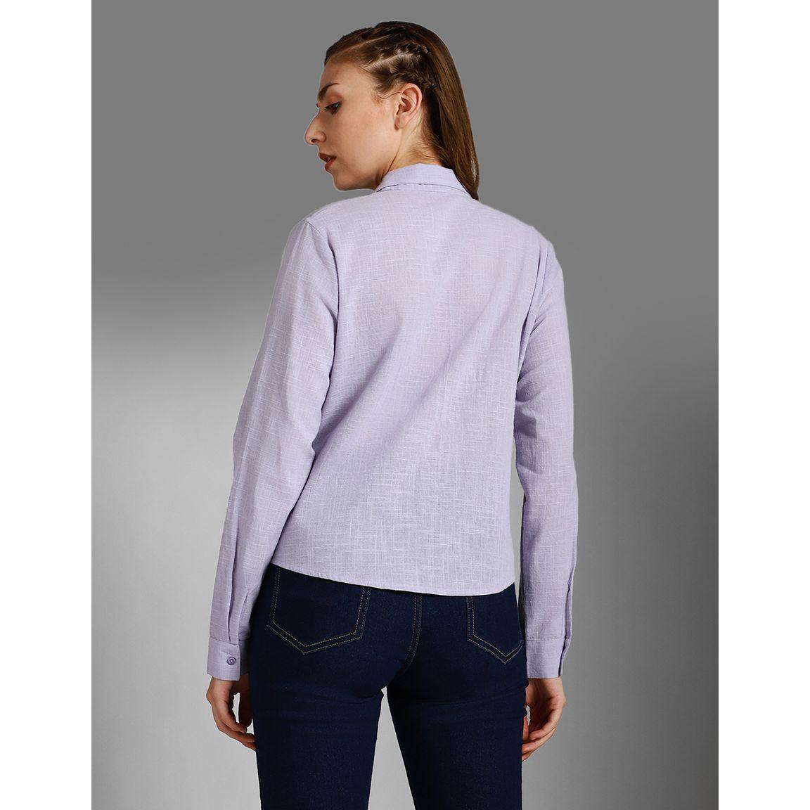High Star Textured Cuban Collar Pocket Detail Shirt-women-clothing-shirtsandblouses-shirts-image-3