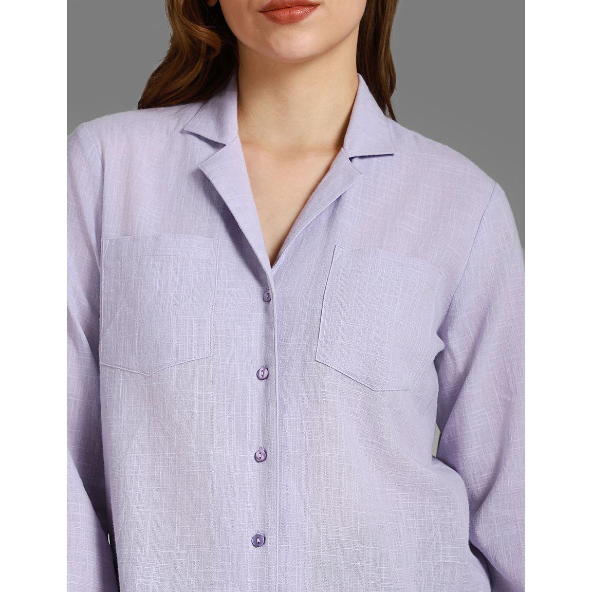 High Star Textured Cuban Collar Pocket Detail Shirt-women-clothing-shirtsandblouses-shirts-image-4