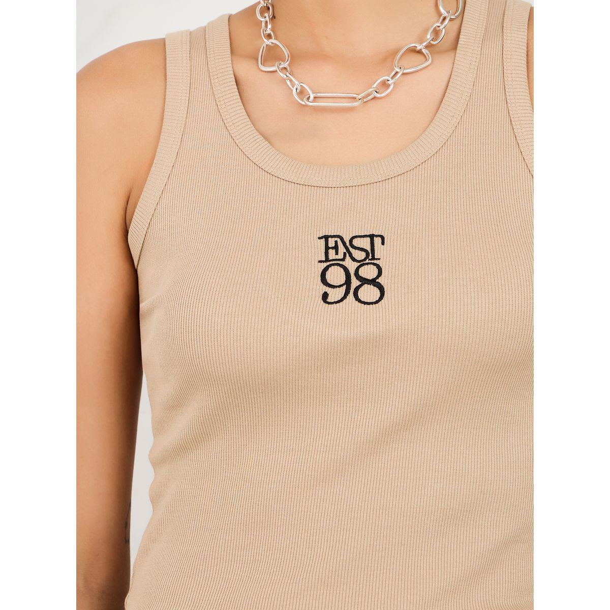 Styli Fitted Est 98 Embroidered Ribbed Tank-women-clothing-tshirts-image-4