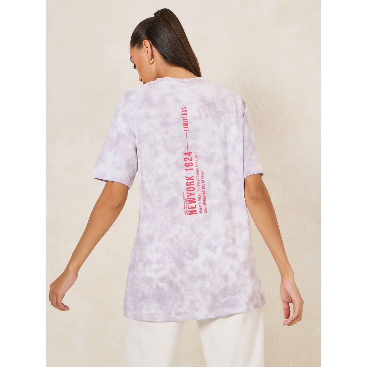 Styli Oversized Tie and Dye Limitless Slogan T-Shirt-women-clothing-tshirts-image-1