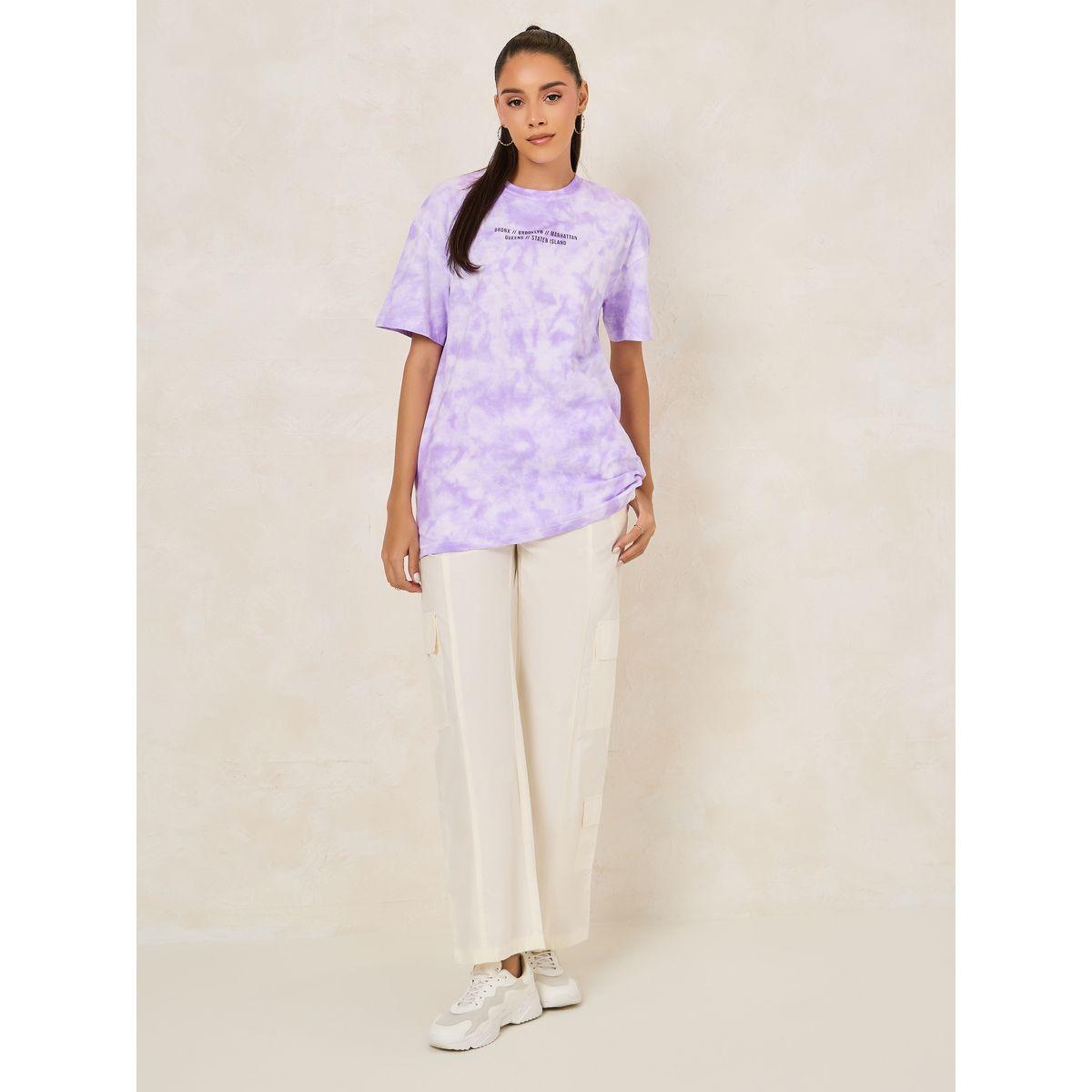 Styli Oversized Tie and Dye Limitless Slogan T-Shirt-women-clothing-tshirts-image-2