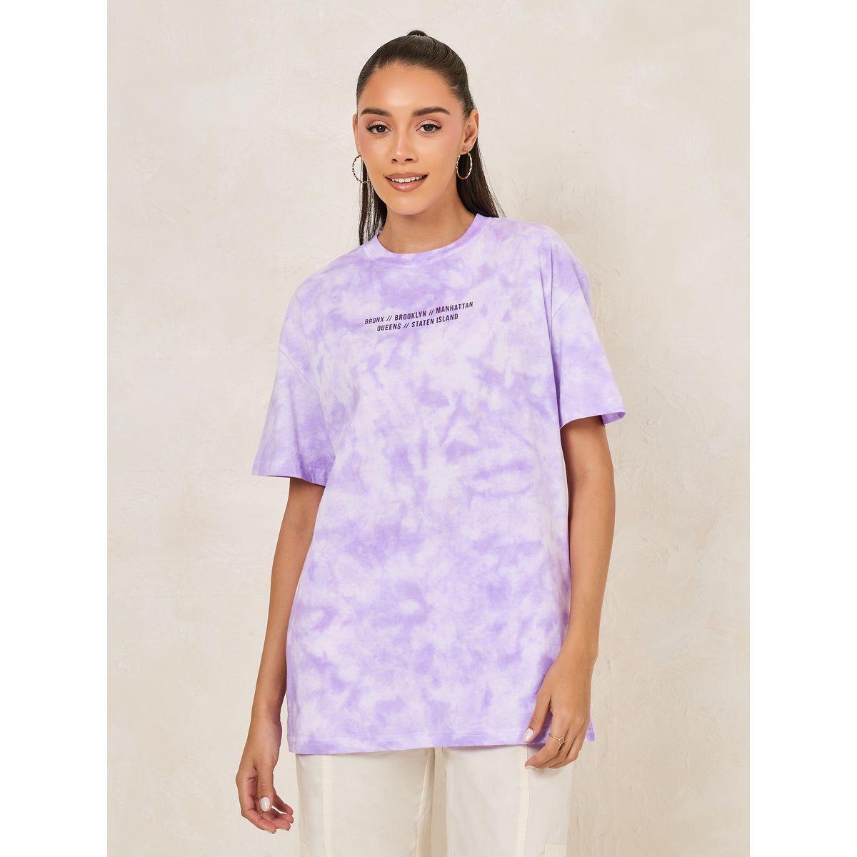 Styli Oversized Tie and Dye Limitless Slogan T-Shirt-women-clothing-tshirts-image-3