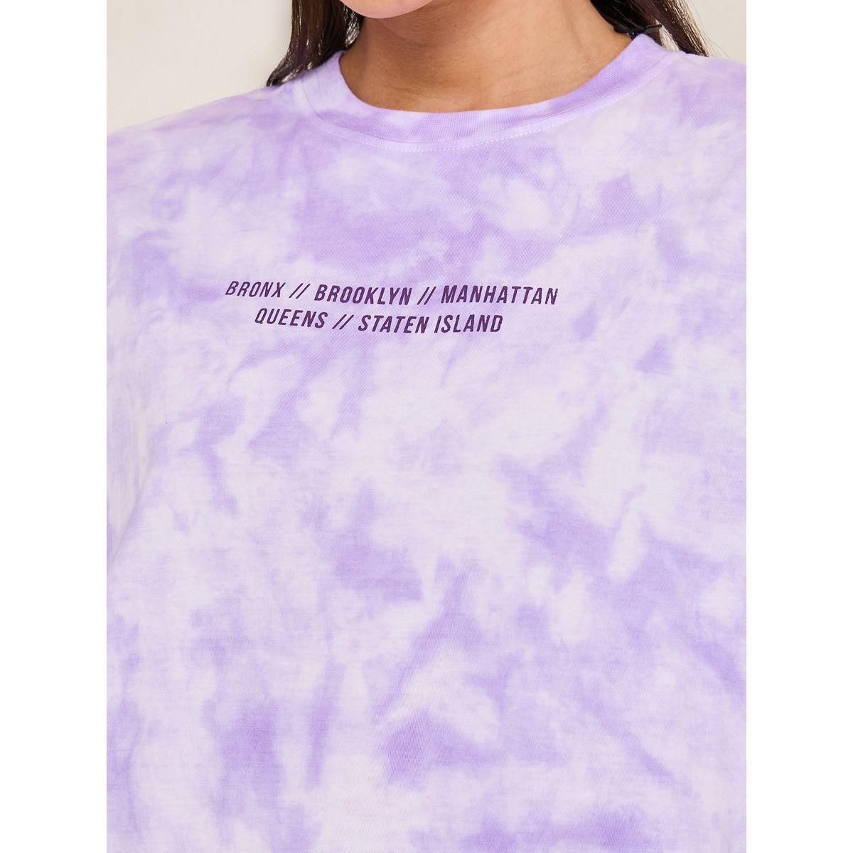 تيشيرت فضفاض بطبعة تاي داي وكتابة-women-clothing-tshirts-image-4