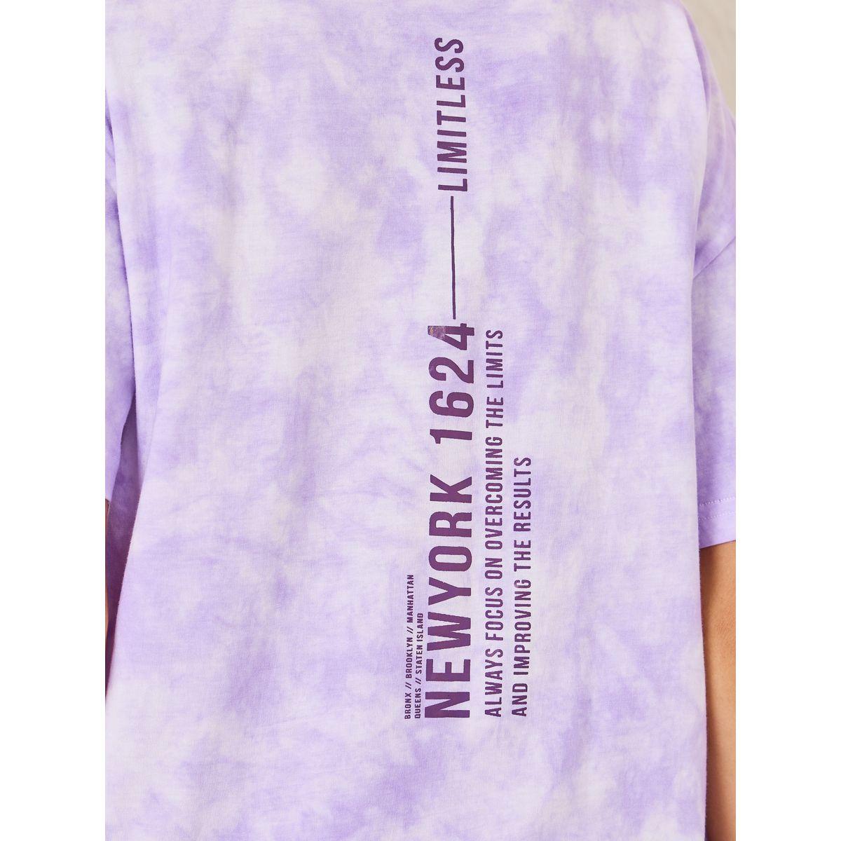 تيشيرت فضفاض بطبعة تاي داي وكتابة-women-clothing-tshirts-image-5