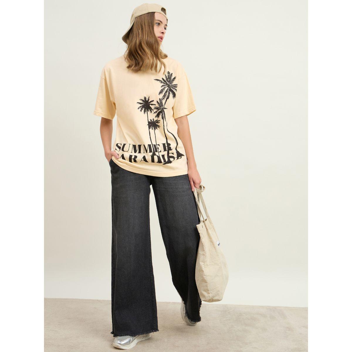 Styli Oversized Summer Paradise Graphic Dropped Shoulder T-Shirt-women-clothing-tshirts-image-1