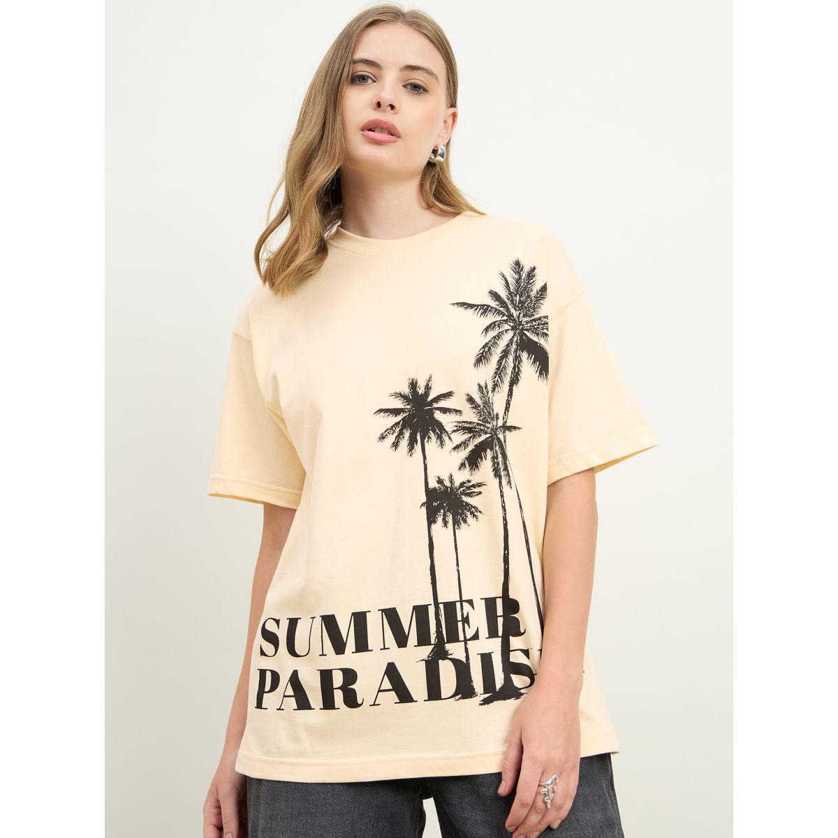 Styli Oversized Summer Paradise Graphic Dropped Shoulder T-Shirt-women-clothing-tshirts-image-2