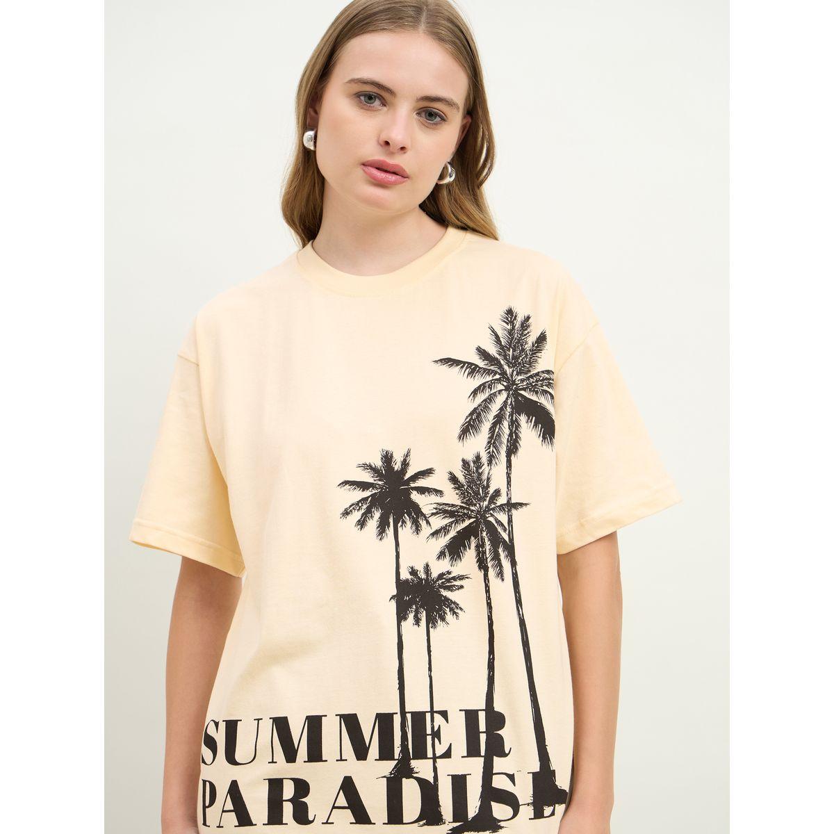 Styli Oversized Summer Paradise Graphic Dropped Shoulder T-Shirt-women-clothing-tshirts-image-4