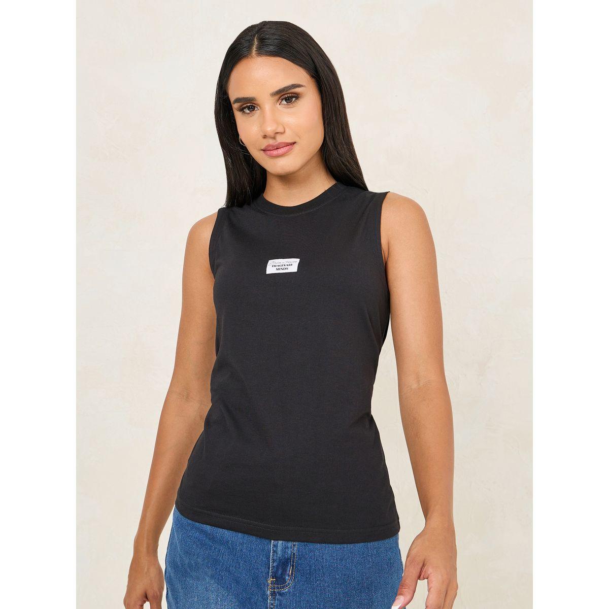 Styli Regular Fit Believe in Tomorrow Badge Slogan Tank-women-clothing-tshirts-image-3