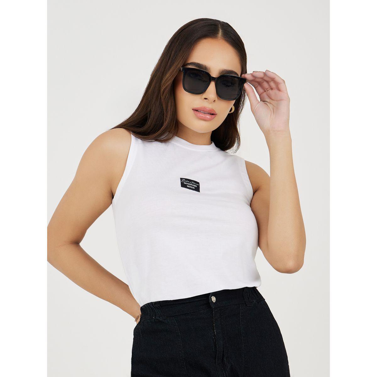 Styli Slim Fit Believe in Tomorrow Badge Slogan Tank-women-clothing-tshirts-image-1