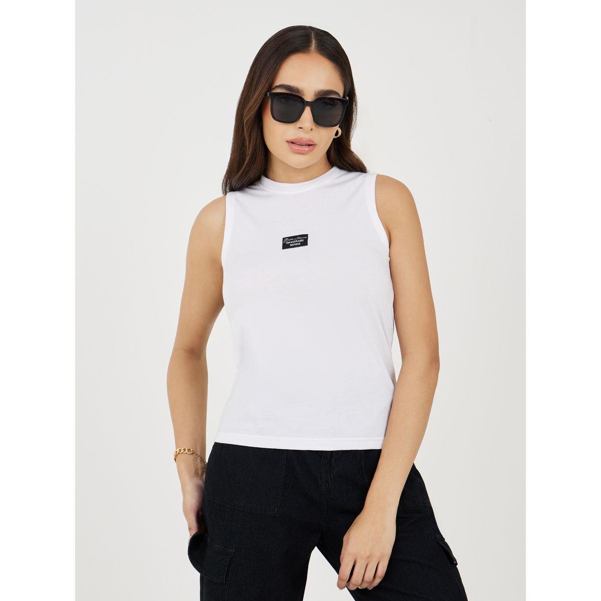 Styli Slim Fit Believe in Tomorrow Badge Slogan Tank-women-clothing-tshirts-image-2