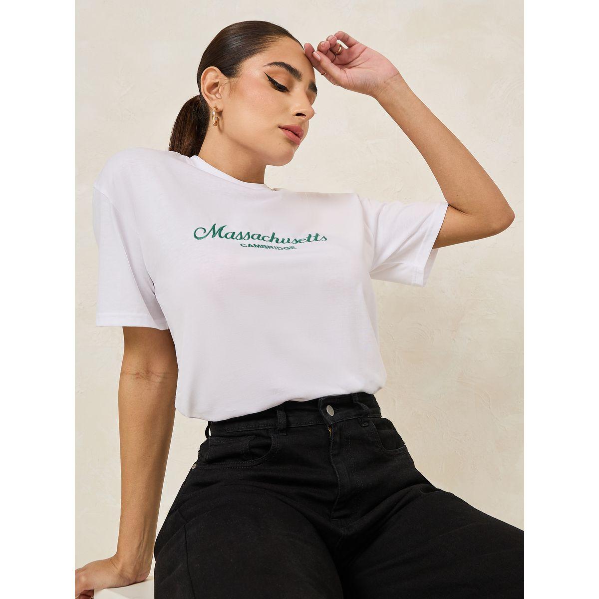 Styli Oversized Embroidered Massachusetts Slogan T-Shirt-women-clothing-tshirts-image-1