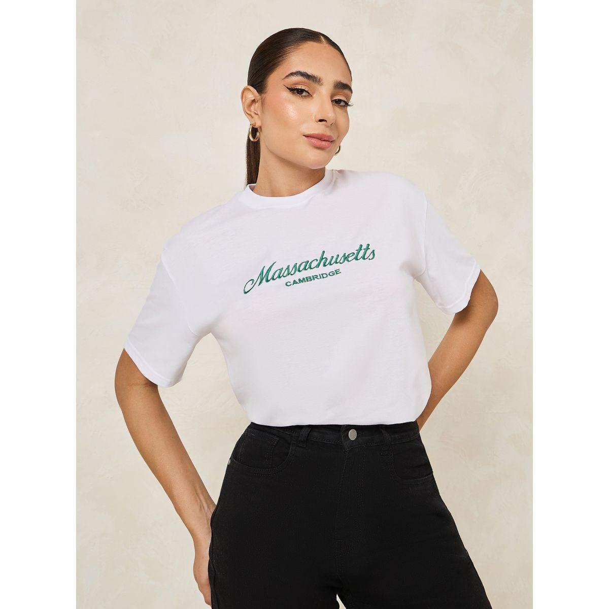 Styli Oversized Embroidered Massachusetts Slogan T-Shirt-women-clothing-tshirts-image-5