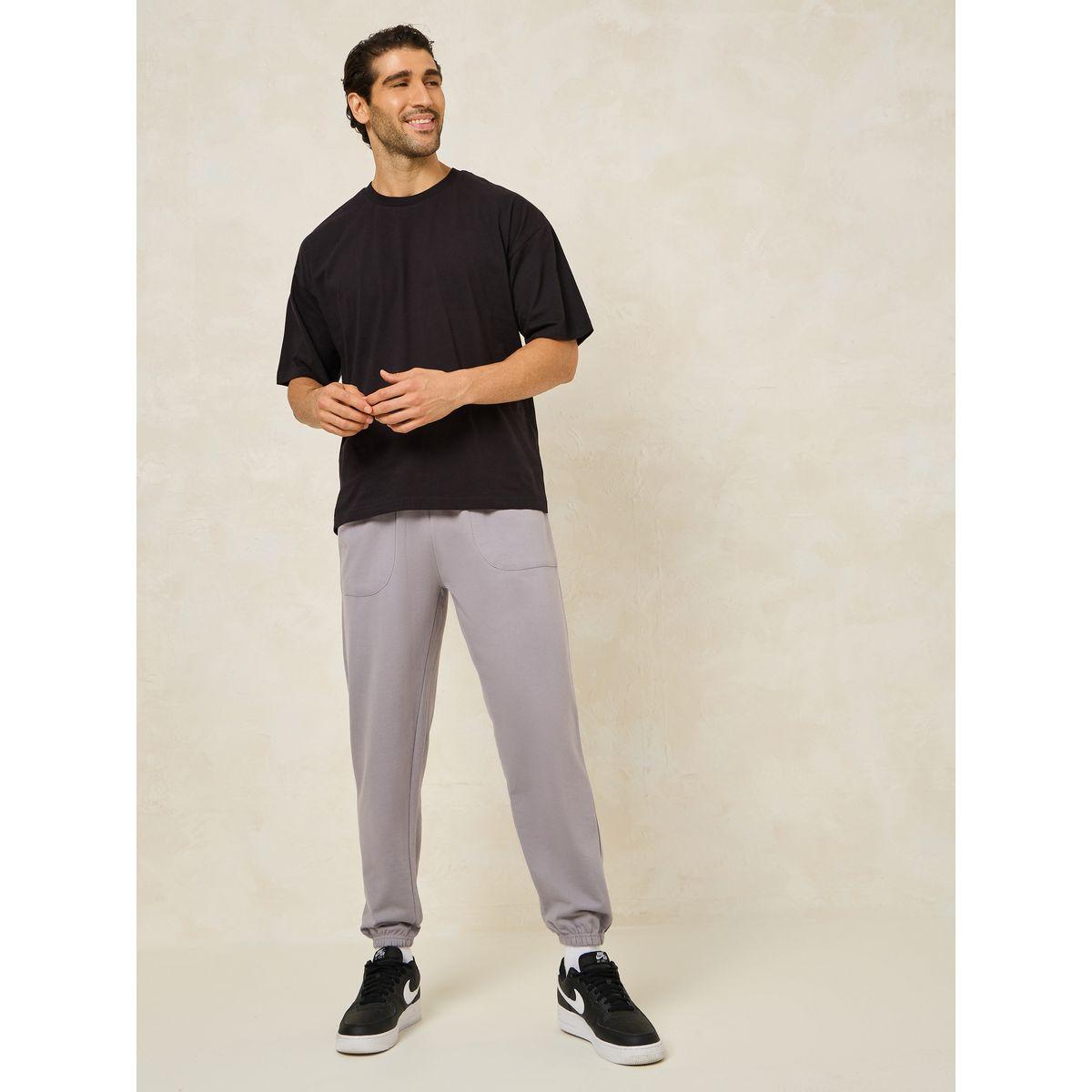 Styli Oversized Terry Jogger with Panel Pocket & Elasticated Cuff-men-clothing-bottoms-joggers-image-2