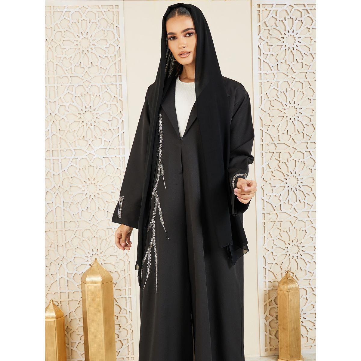 Modiste X Styli  Beaded Embellished Abaya-women-arabicclothing-abayas-image-3