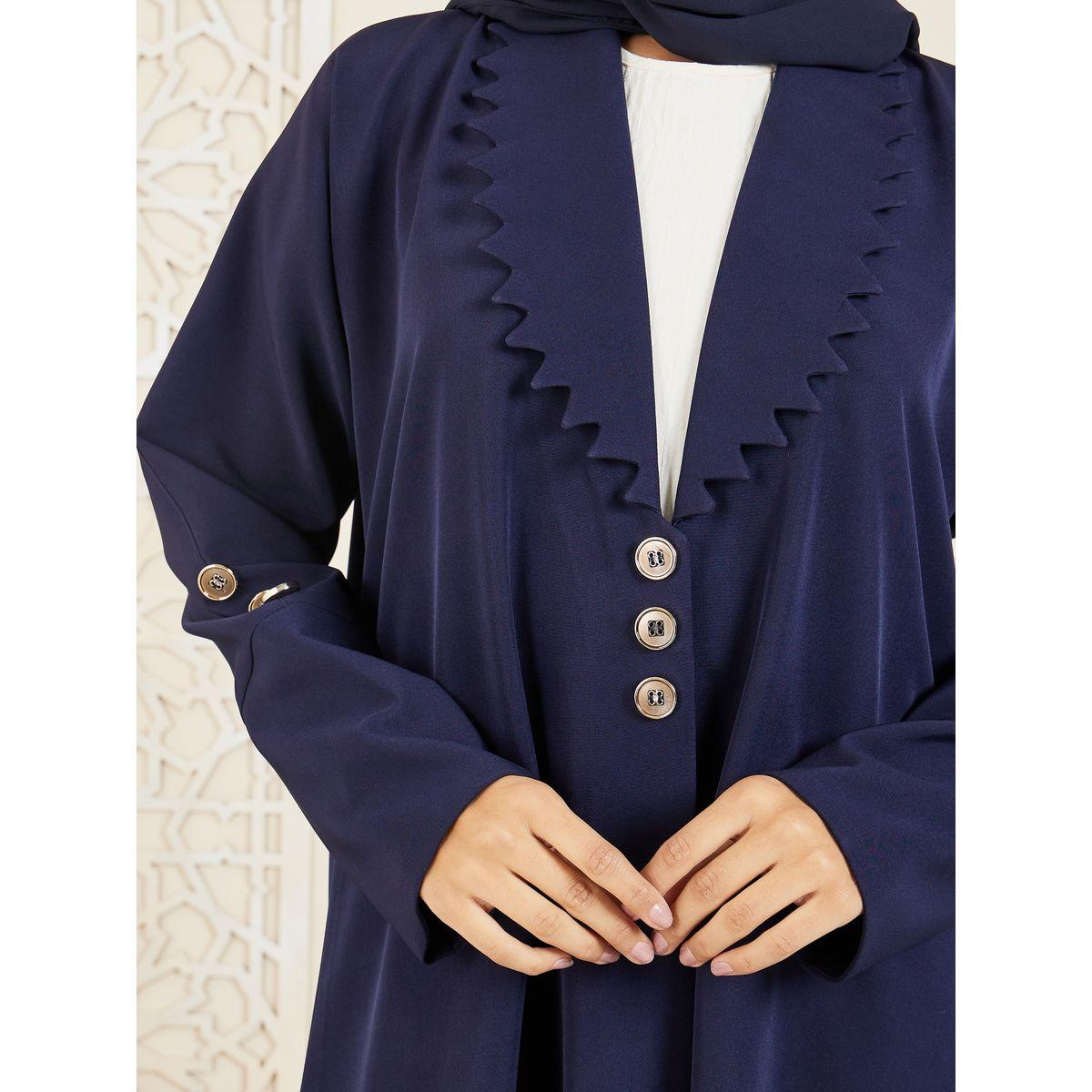Modiste X Styli  Scallop Collared Button Closure Abaya-women-arabicclothing-abayas-image-5