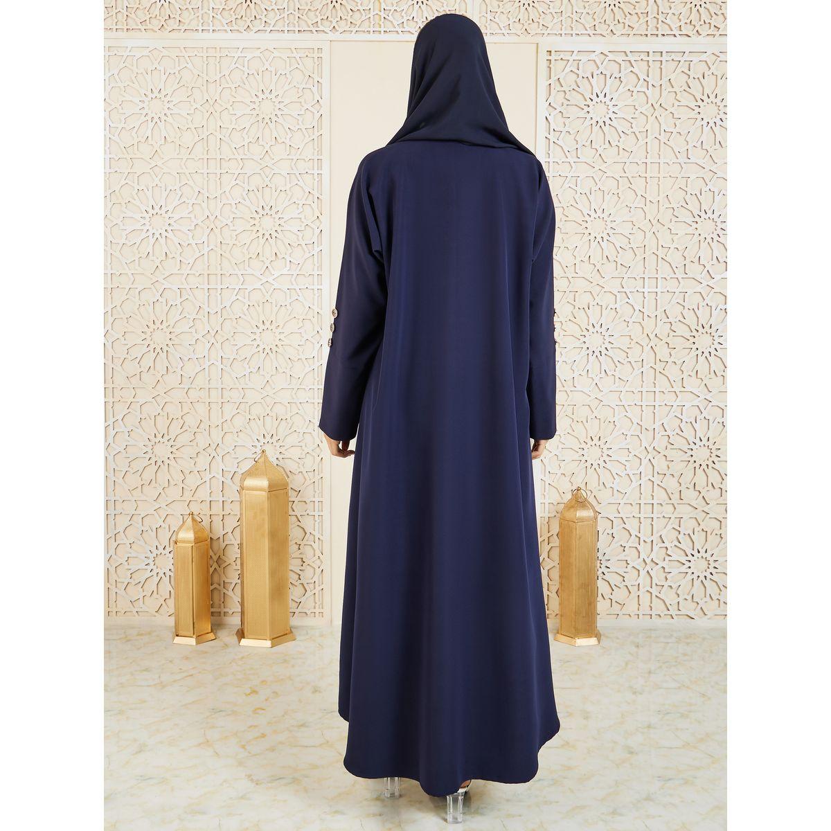 Modiste X Styli  Scallop Collared Button Closure Abaya-women-arabicclothing-abayas-image-6
