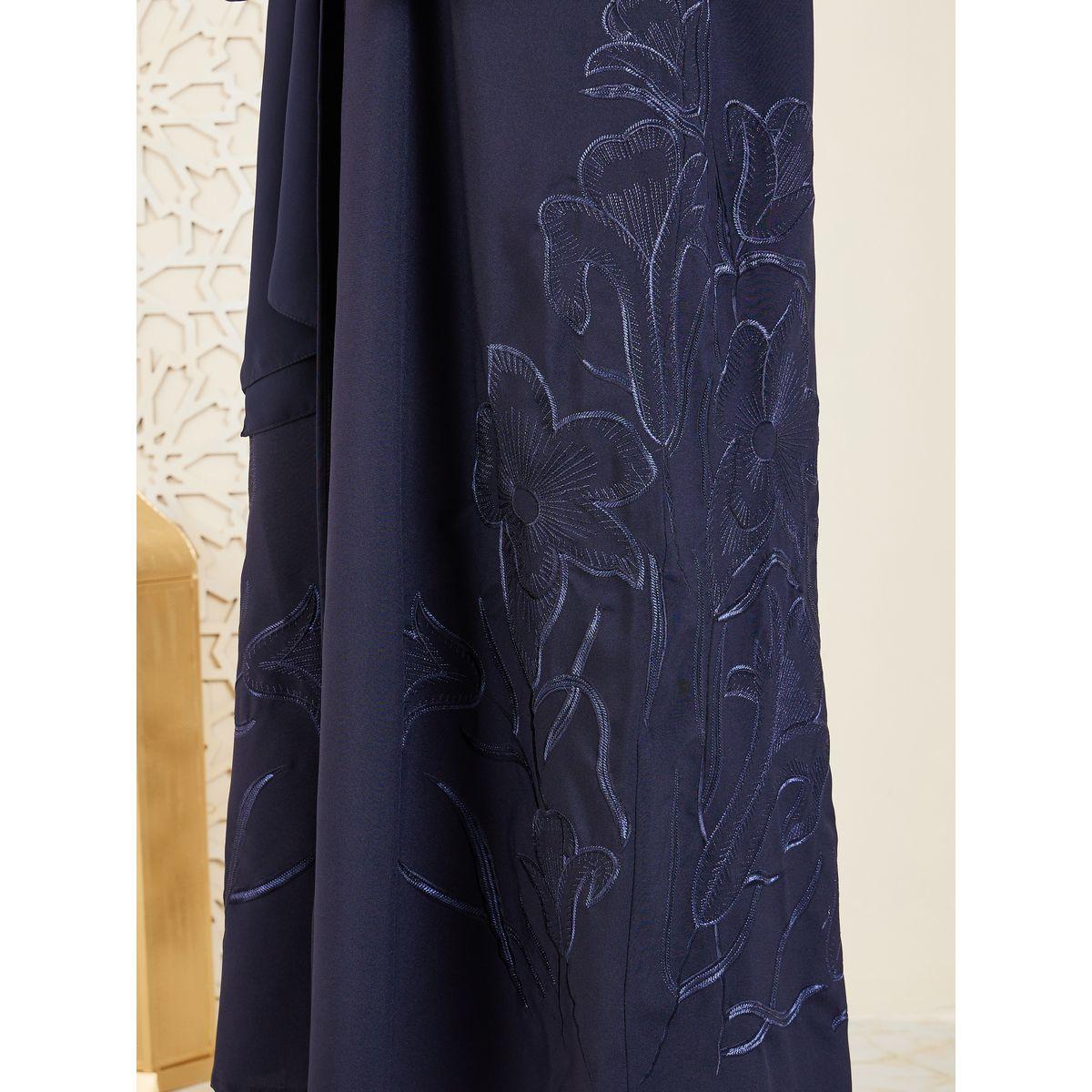 Modiste X Styli  Floral Thread Embroidered Open Front Abaya-women-arabicclothing-abayas-image-4