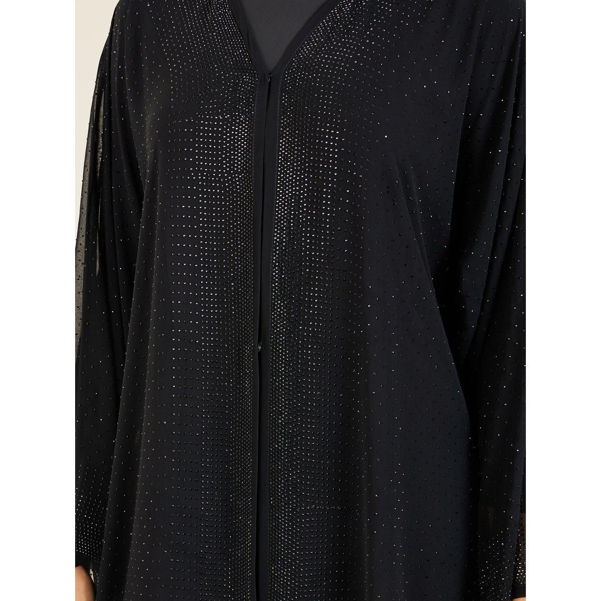 Modiste X Styli  Stone Embellished Button Closure Abaya-women-arabicclothing-abayas-image-4