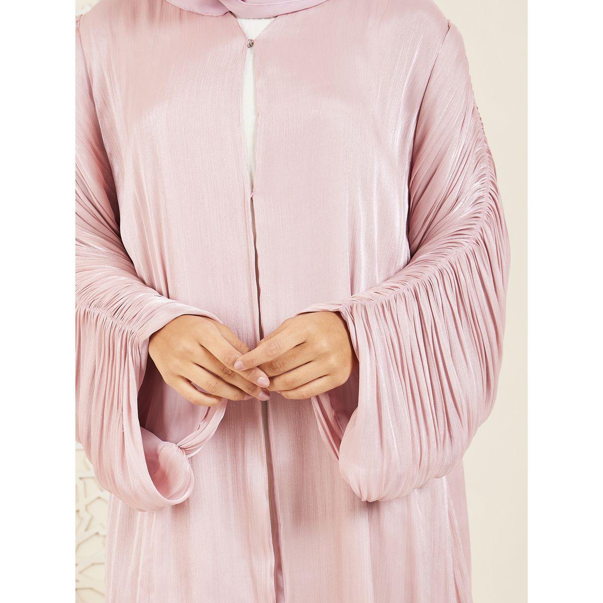Modiste X Styli  Ruched Sleeves Shiny Abaya-women-arabicclothing-abayas-image-5