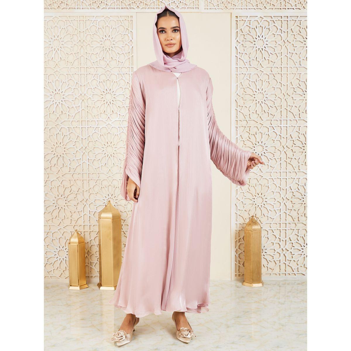 Modiste X Styli  Ruched Sleeves Shiny Abaya-women-arabicclothing-abayas-image-7