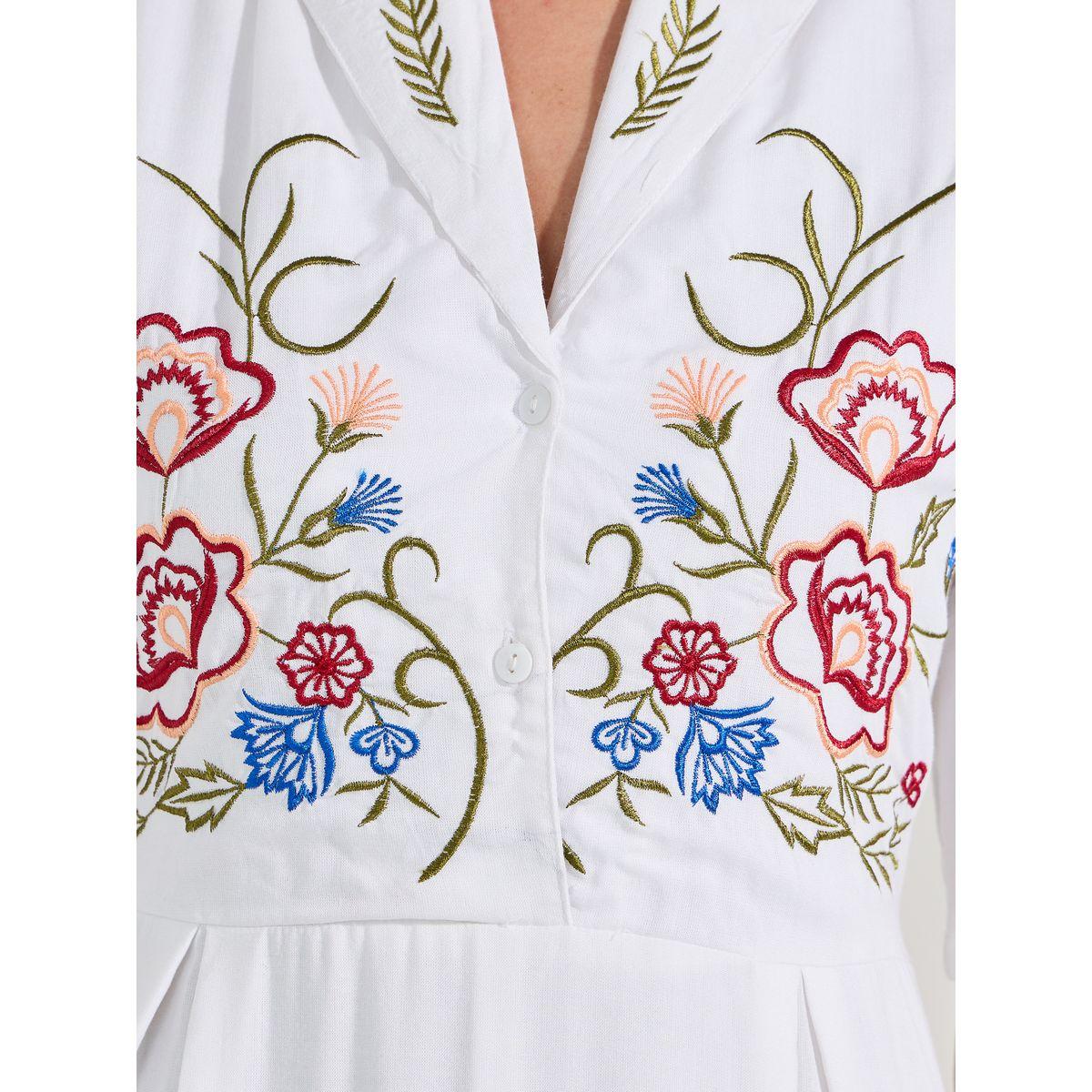 Styli Embroidered Panel Collared A-Line Midi Dress-women-clothing-dresses-image-3