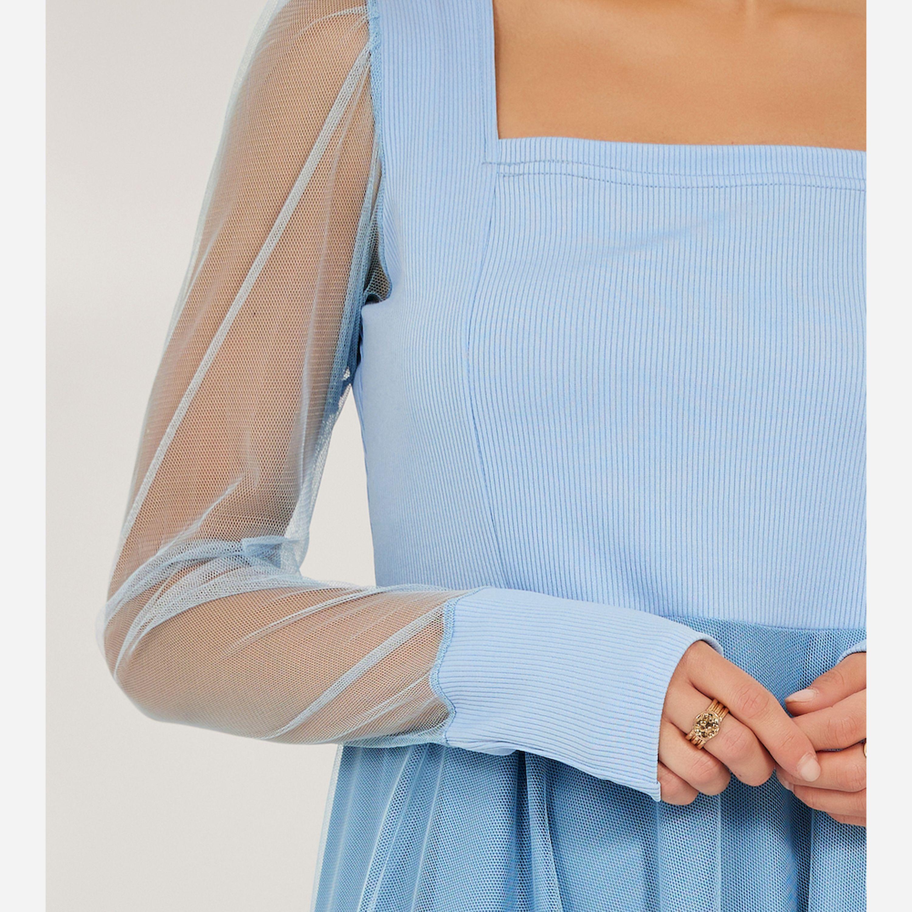 ستايلي - فستان ماكسي سادة بأكمام طويلة ورقبة مربعة-women-clothing-dresses-image-4