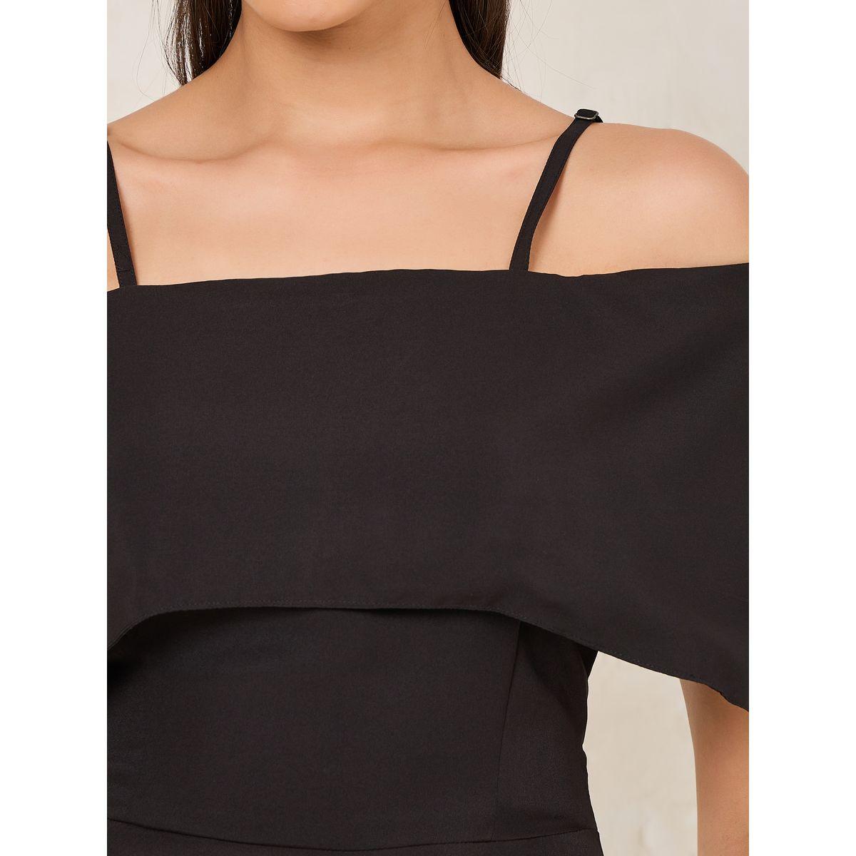 Styli Solid Cold Shoulder Sleeves Flare A-Line Midi Dress-women-clothing-dresses-image-3