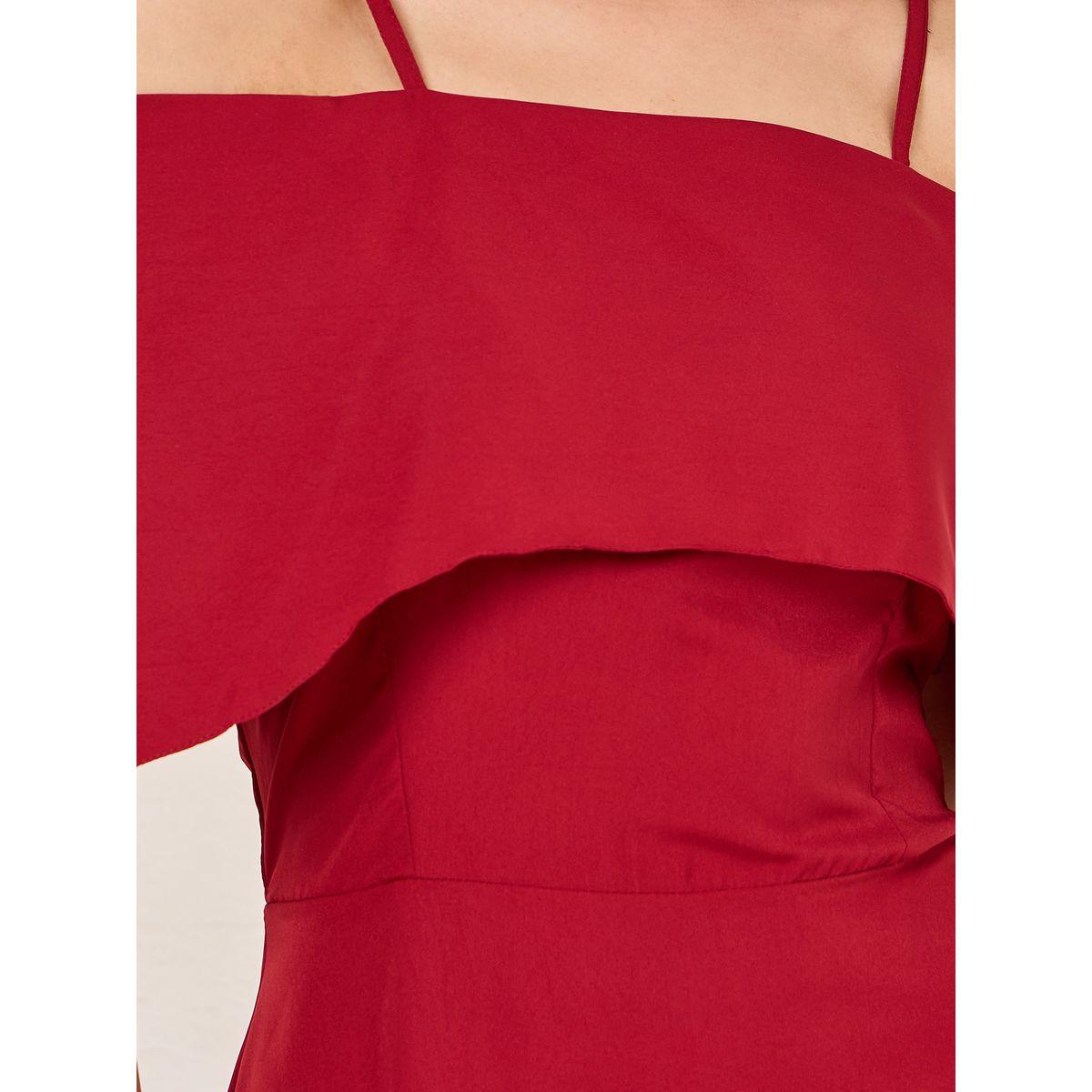 Styli Solid Cold Shoulder Sleeves Flare A-Line Midi Dress-women-clothing-dresses-image-3