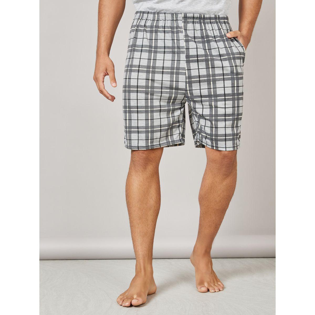 Styli Unwind Checkered Pocket Crew Neck T-Shirt and Shorts Set-men-clothing-nightwear-sets-image-4