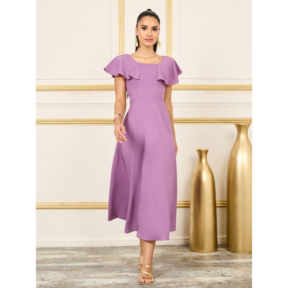 Styli Stitch Detail Frill Layer Detail A-line Maxi Dress-women-clothing-dresses-image-1
