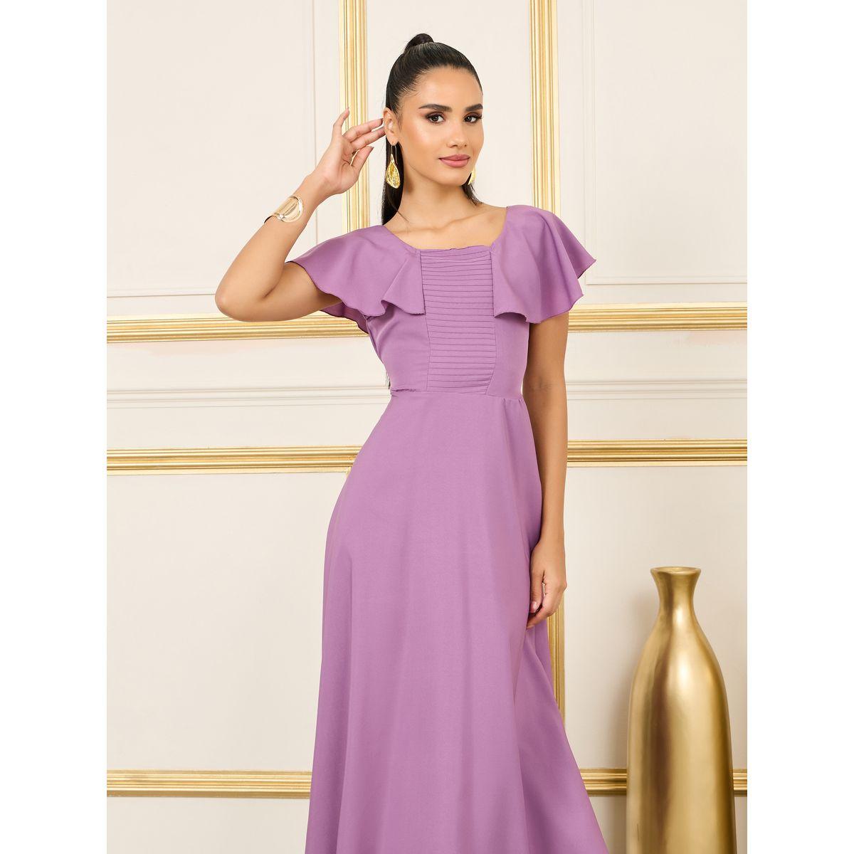 Styli Stitch Detail Frill Layer Detail A-line Maxi Dress-women-clothing-dresses-image-2