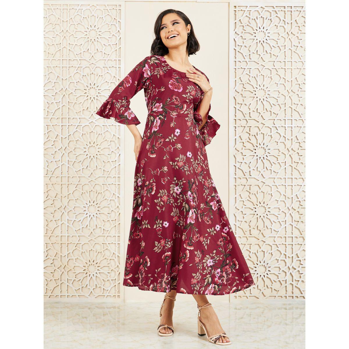 Styli Floral Print A-line Maxi Dress-women-clothing-dresses-image-1
