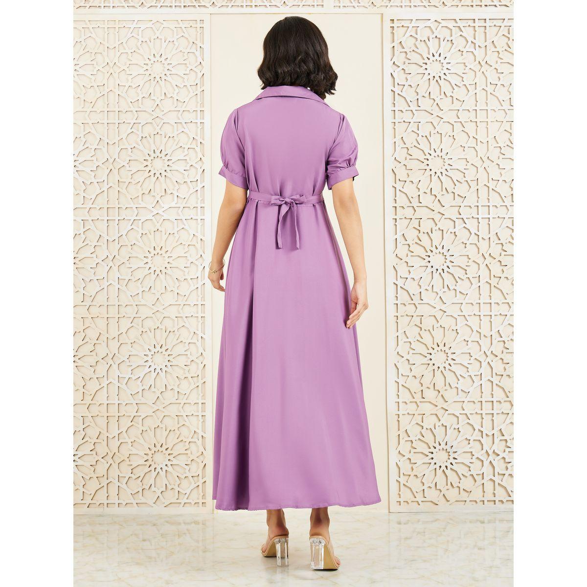 Styli Solid Cuban Collar A-Line Shirt Maxi Dress-women-clothing-dresses-image-4