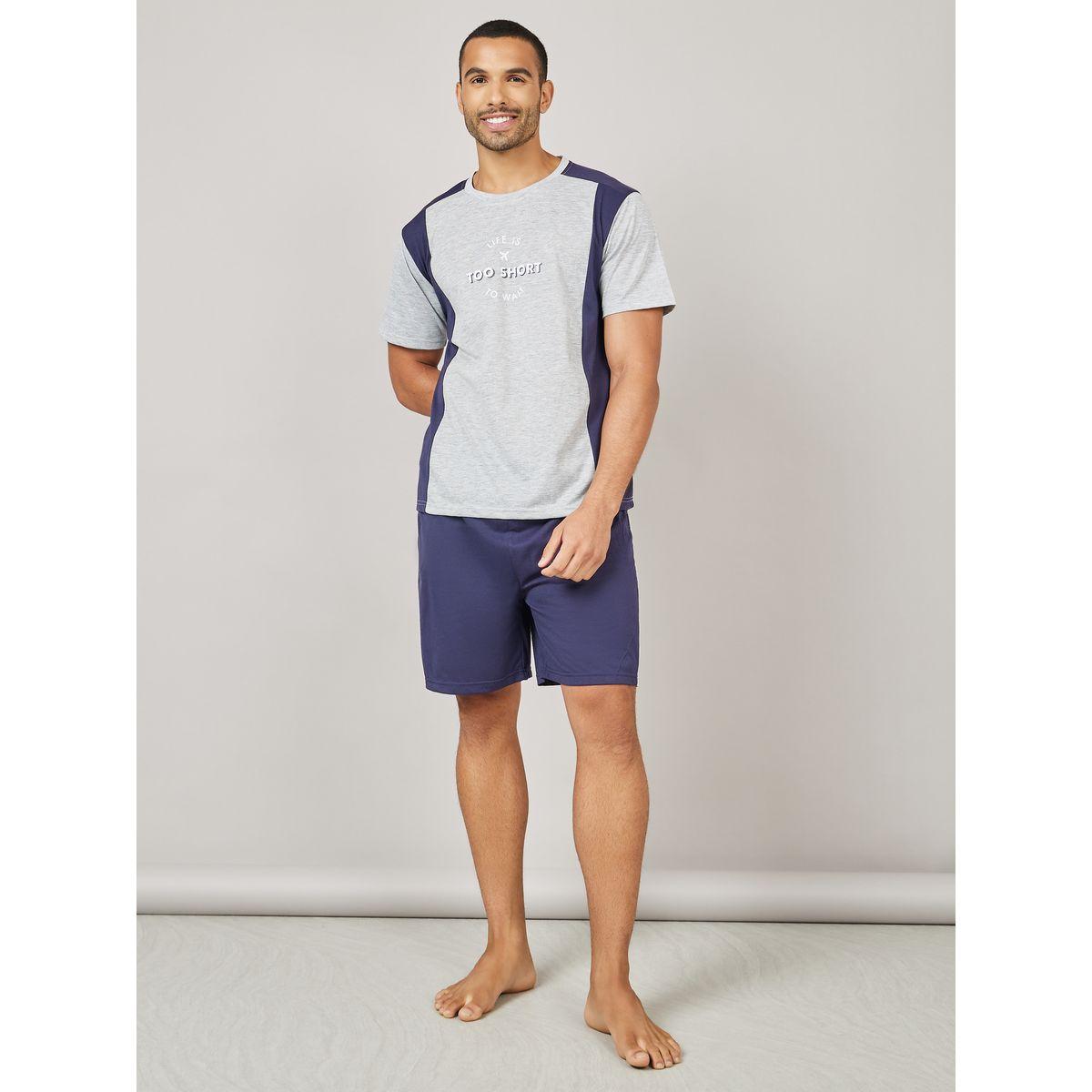 شورت مع تيشيرت بنمط كتل الالوان-men-clothing-nightwear-sets-image-1