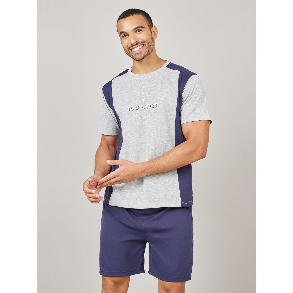 شورت مع تيشيرت بنمط كتل الالوان-men-clothing-nightwear-sets-image-2