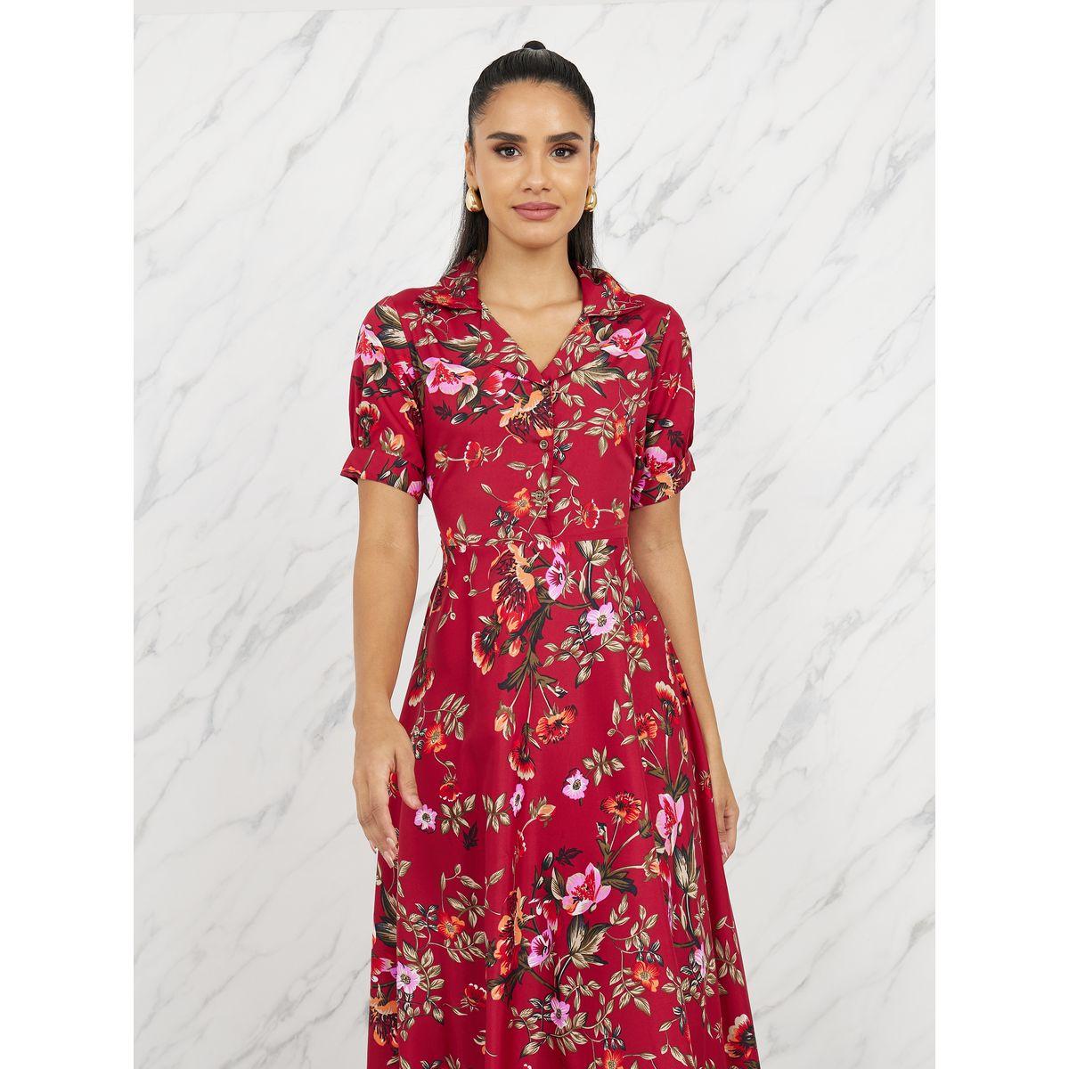 فستان طويل مطبع بطبعة زهور-women-clothing-dresses-image-2