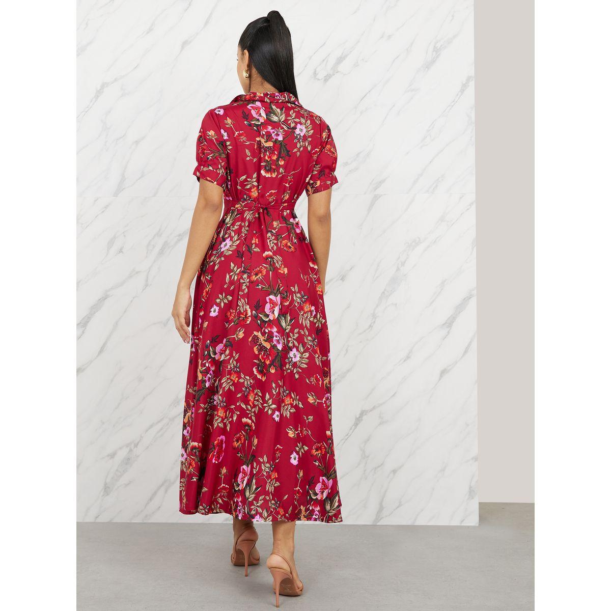 فستان طويل مطبع بطبعة زهور-women-clothing-dresses-image-4