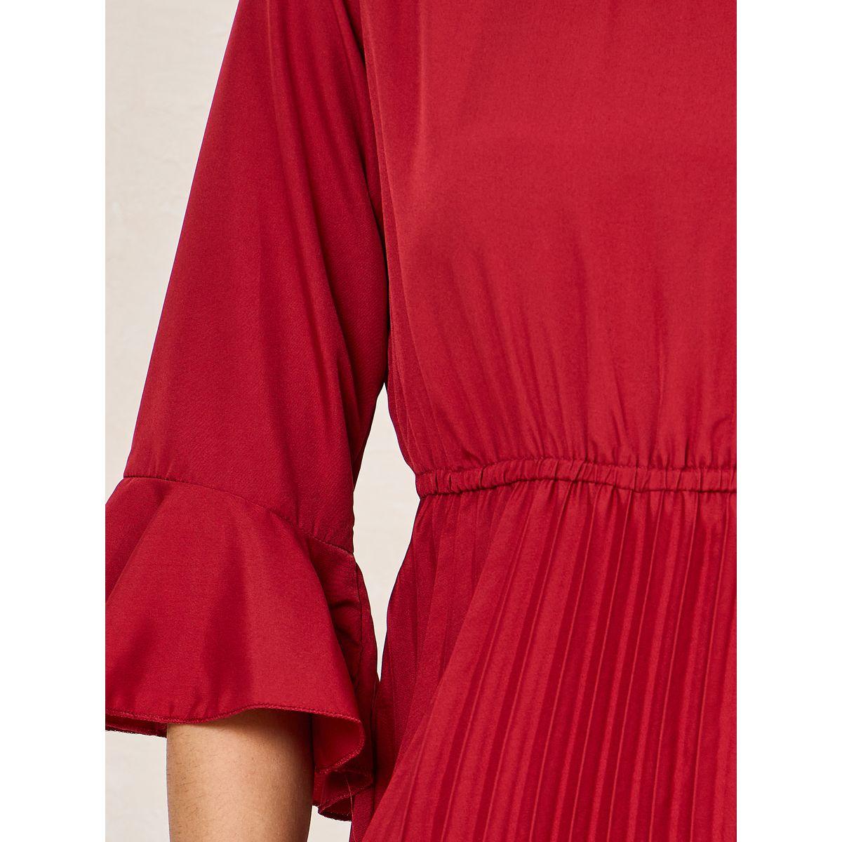 فستان ميدي بكسرات واكمام بنمط جرس-women-clothing-dresses-image-4
