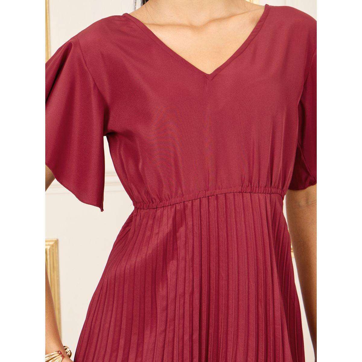 فستان ميدي بكسرات واكمام آنجل-women-clothing-dresses-image-3