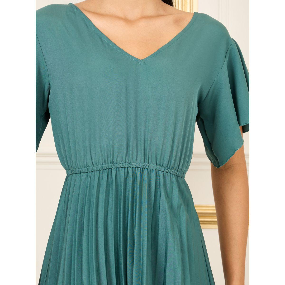 Styli Accordion Pleated Angel Sleeves A-line Midi Dress-women-clothing-dresses-image-3