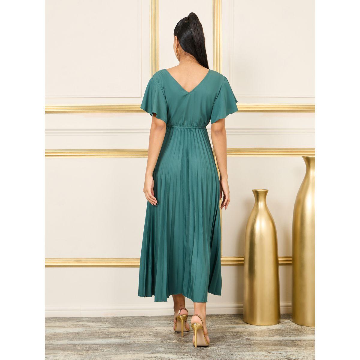 فستان ميدي بكسرات واكمام آنجل-women-clothing-dresses-image-4