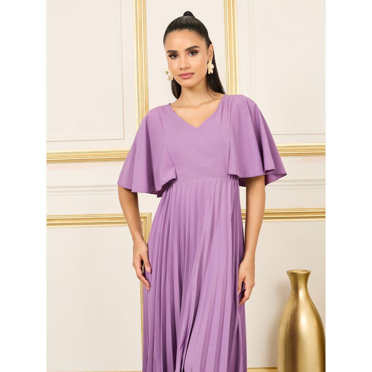 فستان طويل بكسرات وكمام آنجل-women-clothing-dresses-image-2